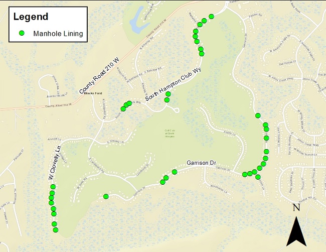 South Hampton Club Manhole Lining Map